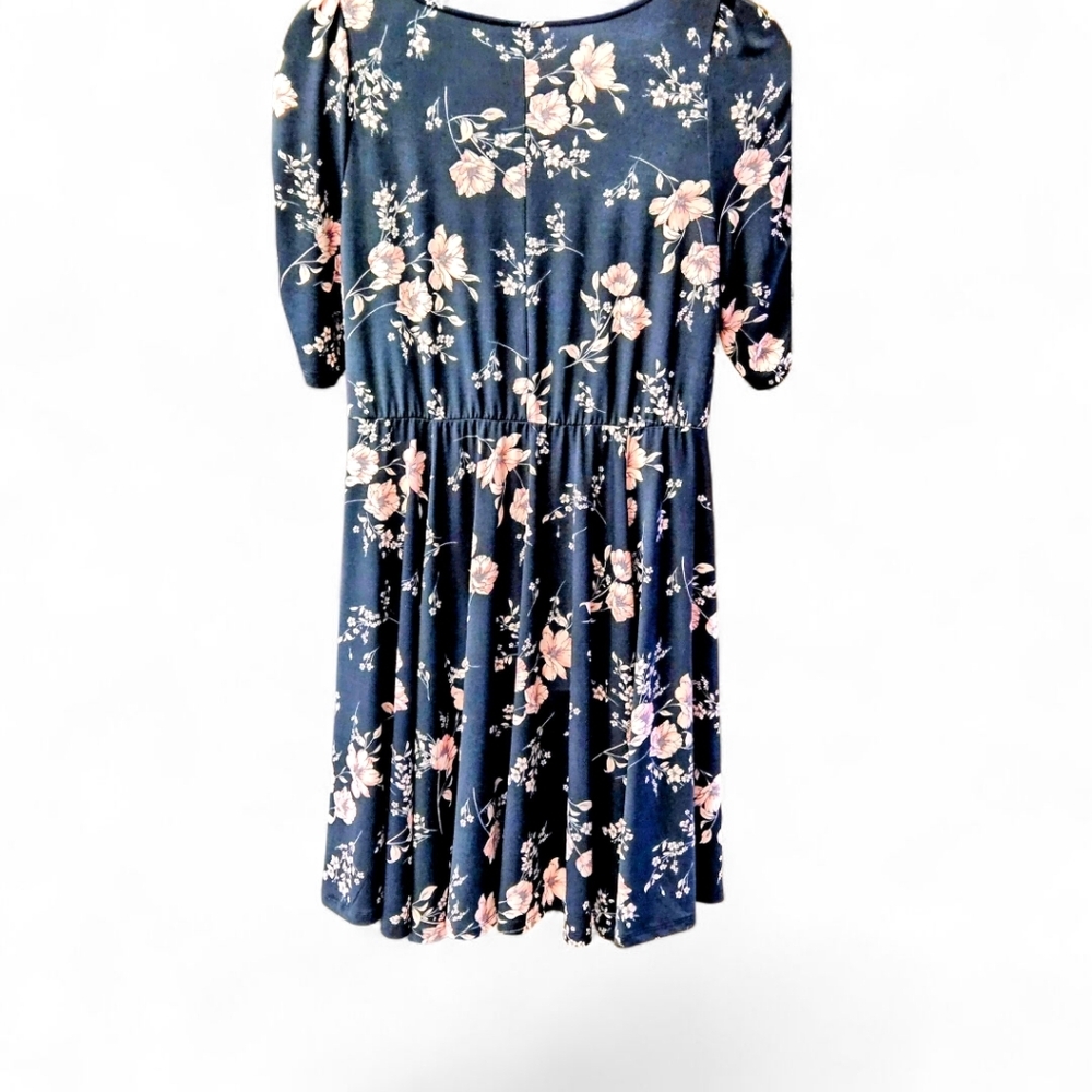 TORRID plus size studio knit cinched Sleeve fit/ flare floral Rose midi dress 3X - Picture 9 of 12
